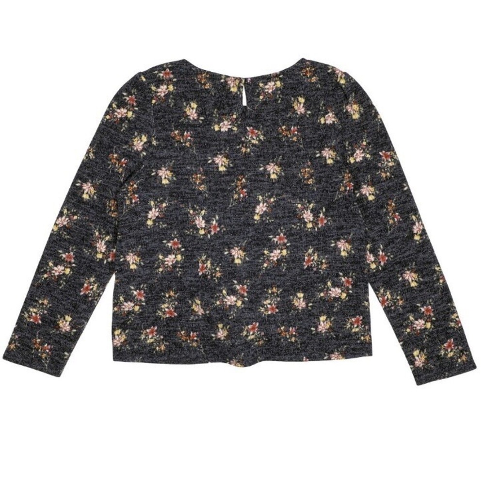 Monteau Girls Long Sleeve Hachi Tie Front Top Medium New with Tags Navy Floral